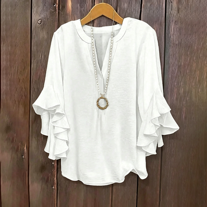 Plus Size Ruffle Sleeve V-Neck Shirt Top